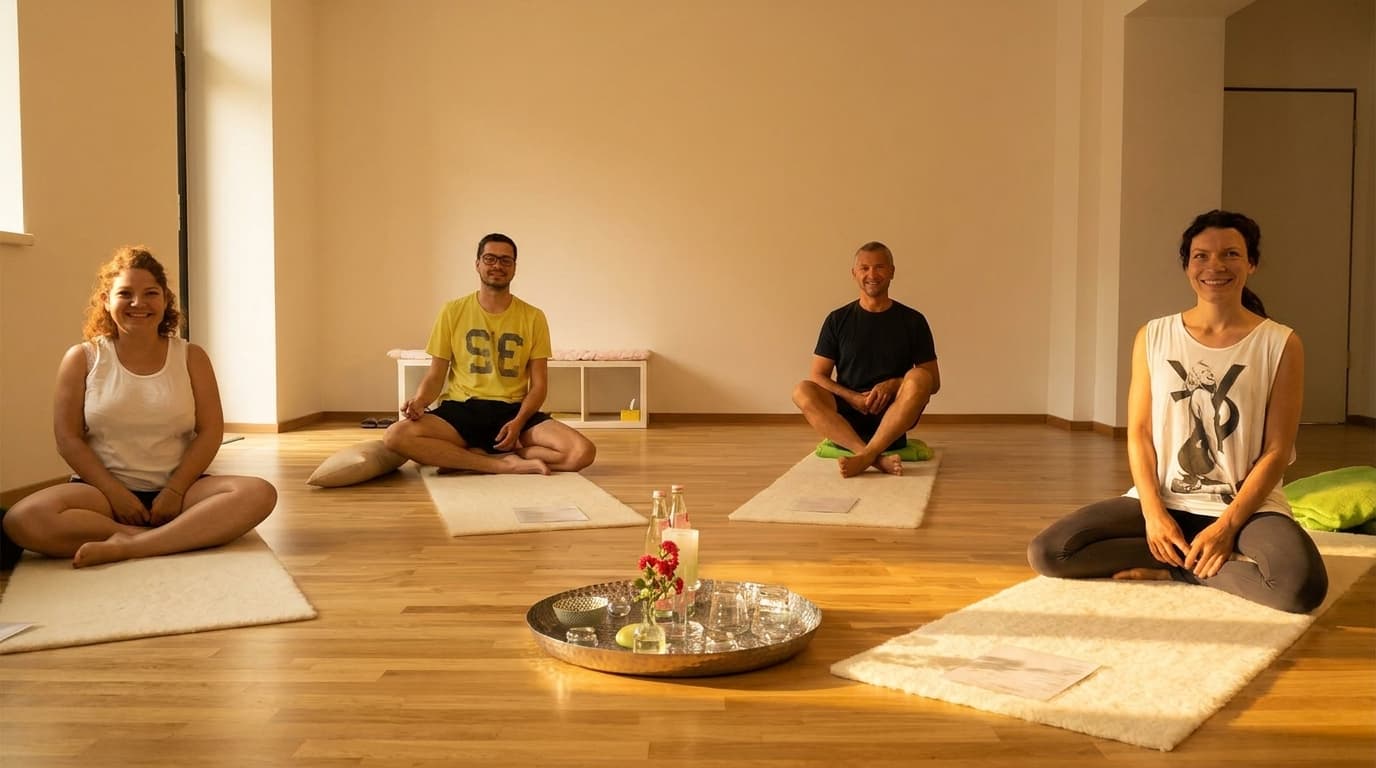 Gemeinsame Kundalini-Yoga-Praxis im Atelier